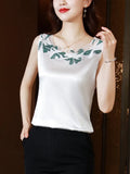 Womens Tops Satin Blouses for Women Women's Vest Lace Sleeveless Tank Top Floral Elegant Blouse Silk Women Clothing Ladies