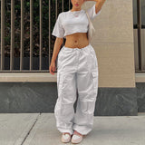 Clothing Oversized Drawstring Low Waist Parachute Loose Fit Sweatpants Trousers Women Jogger Cargo Pants Streetwear