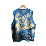 Painting Design Sense Minority Vest Knitted Vest With Loose Lazy Soft Waxy College Style Sleeveless Sweater Horse