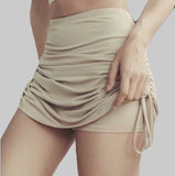 Summer New Fashion Sexy High Waist Bow Mini Cotton Solid Color Drawstring Short Elasticity Pencil Gray Skirt Girl Female