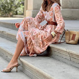 Spot 2025 Spring New Women's Fashion Bohemian Medium And Long Print