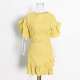 Fashion Casual Wind Collar Skirt 2025 Summer New High-End Feel-Leaf Hem Design Short Dress