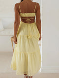 Ruched Tie-Up Strappy Maxi Dress-Outfit