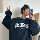 Print New Casual Top Vintage Simple Women Hoodies Korean Gray Autumn Thin Streetwear College Girls ins Lady's