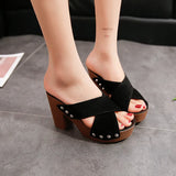 Summer New Korean Version Of The Toe Thick Toe Cool Drag Thick Hedging And Waterproof Slipper Women Cross With High Heel Large Size Women's