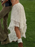 Irregular Lace Ruffle Skirt-Outfit