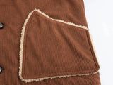 Corduroy Turn-down Collar Fur Lining Jacket- Outfit