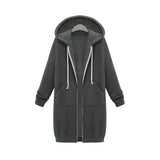 2020 Autumn Winter Long Sleeve Women's Hooded Zipper Cardigan Sweater Casual Straight Solid Pocket Ladies Long