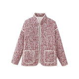 Women's Clothing 2025 Autumn 11 Thin Cotton Clothes Printed Collar Double Pocket Cotton Jacket Loose