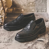 Zingj Men's Business Casual Leather Shoes Block Carved Men's Shoes British Style Breathable Tide Shoes Retro Shoes