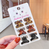 New Women Girls Vintage Elegant Leopard Small Acrylic Hair Claws Geometric Hair Clips Headband Fashion Hair
