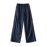 Piping Detail Wide Leg Track PantsOutfit