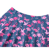 Women Retro Pleated Skirts 50s Kawai Vintage Rockabilly Swing Flamingo Printed High Waist Casual Tutu Summer Skater