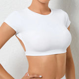 Zingj Nude Yoga Big Dew Back Speed Dry Tight Sports Top Outdoor Running With Chest Pads-Outfit