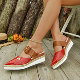 Bleed-Up Head Behind The Empty Sandals Slope And Light Hemp Rope Clasp Women's Shoes Thick-Soled Cool