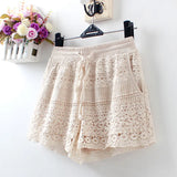 crochet shorts female summer students 2021 new loose casual high-waist elastic women's outer wear