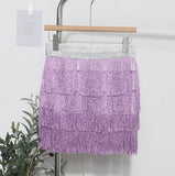 Shiny Tassel Dress Girl Autumn Design Small Babes Dance Irregular A Short Skirt