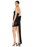 High-End Women's Glide Sexy Bag Butt-Meared Thoracic Dress Can Be Removed Large Bow Decorative Dress