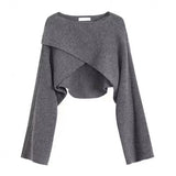 Dress 2025 New Sea-Going Cross-Sleeved Knitted Shawl Jacket Design Sweater