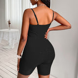 Women 2022 Fashion V-neck Spaghetti Strap Yoga Sports Fitness Playsuits Sexy Summer Solid Bodycon Shorts Jumpsuits Rompers