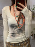 Sexy See Through Mesh Tops Thin Slim Semitransparent Top Tie Dye Grunge Aesthetic T-shirts Women Chic Clubwear