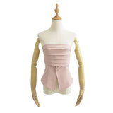 Zingj Trendy Women's Dress Spicy Girls Design Sense To Wear A Retro Sleeveless Blouse With A Solid Color Waist-Fitting Girdle And