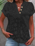 Zingj Wise Hot Style Summer Simple Casual Solid Color V Collar Short Sleeve Shirt