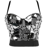 Handmade Sequin halter bustier corset crop top women summer indie tank party y2k top clubwear Cropped tube womens tops