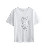 Summer T-shits Woman Girls Printing Abstract T-shirts Casual Short Sleeve 100% Cotton Tops