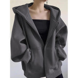 Solid Color Pullover Zip Up Oversized HoodieOutfit