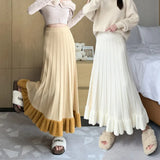 Zingj Patting Mink Hair Half Skirt Female Autumn Winter Korean High Waist Hips Cover Knitted Skirt Wooden Ear Pleated A