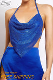 Women Sexy Rhinestone Tops Summer Cool Backless Bling Camisole Women Evening Party Club Underwear