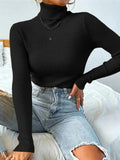 Turtleneck Ribbed Knit Sweater- Outfit