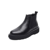Boots Male Cotton Shoes High Top Leather Shoes Black Martin Boots Men Middle Top Leather Shoes