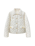 Small Fragrant Wind Short Down Jacket Female In 2024 Winter New Diamond Gold Buckle Warm Small Lapel Coat Tide-Outfit