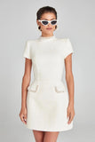Tweed Solid Beaded Seam Mini Dress- Outfit