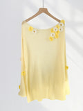 Zingj Design Handmade Crocheted Three-Dimensional Flower Yellow Sweater Female Art Born Loose Lazy Lazy Sense Knit Hood