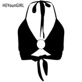 Halter Backless Sexy Crop Tank Top Women Fashion Bandage Cropped Top Woman Sleeveless Croptop Streetwear Summer