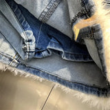Faux Fur Trim Denim Mini Skirt- Outfit