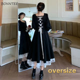 Women Plus Size 4XL Long Sleeve Lace Female Causal Vintage Ulzzang Party Square Collar Elegant Mujer De Moda Cozy
