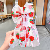 Girls Beautiful Chiffon Bow Print Flower Strawberry Hairpins Headband Kids Sweet Hair Decorate Clip Fashion Hair