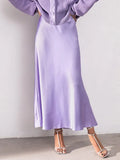 Silk Satin Skirts for Women High Waisted Skirt 2022 Women A-Line Elegant Skirts Summer Pink Midi Skirt New Korean