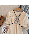 Sexy Dress Female Elegant Fashion Rose Decorate Sheath Dress For Women 2022 Summer New Mini Short Sleeve A-line