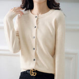 Zingj Autumn Long-Sleeved Sweater Pure Color Simple Temperament Cardigan On The Clothes With Women's Sweater Small Coat-Outfit
