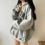 Vintage Logo Print Half Zip Up Oversized HoodieOutfit