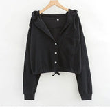 Zingj New Thin Hoodie Korean Version Loose Versatile Cardigan High Waist Jacket Short French Languid Lazy Wind Coat Female-Outfit