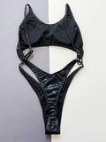 Zingj Swimwear Sexy Black Snake Print Swimsuit Bikini