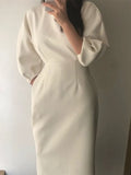 Quality Bodycon Party Dress 2022 New Arrivals White Midi Bodycon Celebrity Office Lady Elegant Casual Fashion