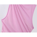 Pink Tulle Mini Dress Woman Mesh Bodycon Dress Women Sleeveless Semi Sheer Short Dresses For Women Ruched Summer