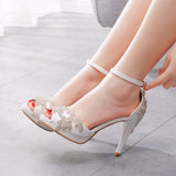 Cm High Heel Sandals Shallow Mouth Fish Mouth Water Table High Heel Sandals Water Drill Wedding Bridal Shoes White High Heels